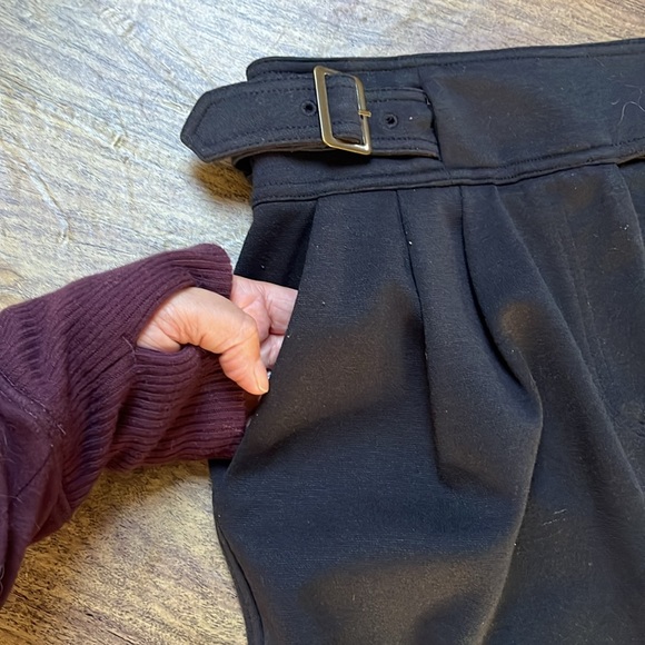 Anthropologie Maeve Double Belt Black Pencil Skirt with pockets Size 6 - Picture 8 of 12